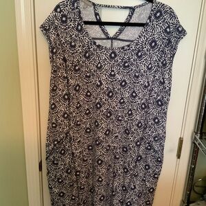 Talbots Navy and White Patterned Dress
